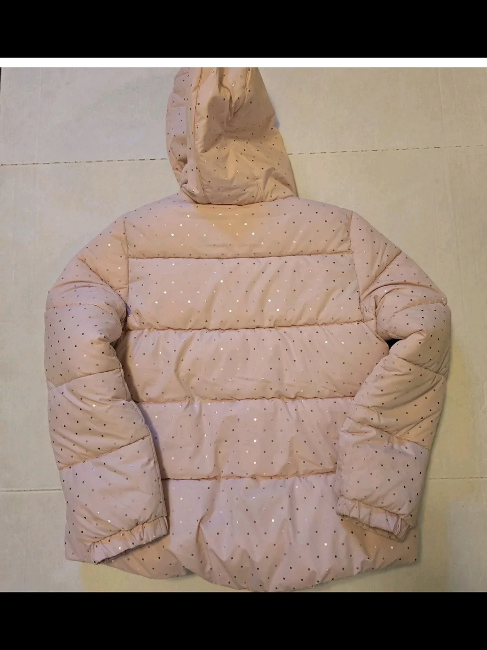 Swiss Tech Kids Hooded Puffer Jacket - Pale Pink with Sparkle